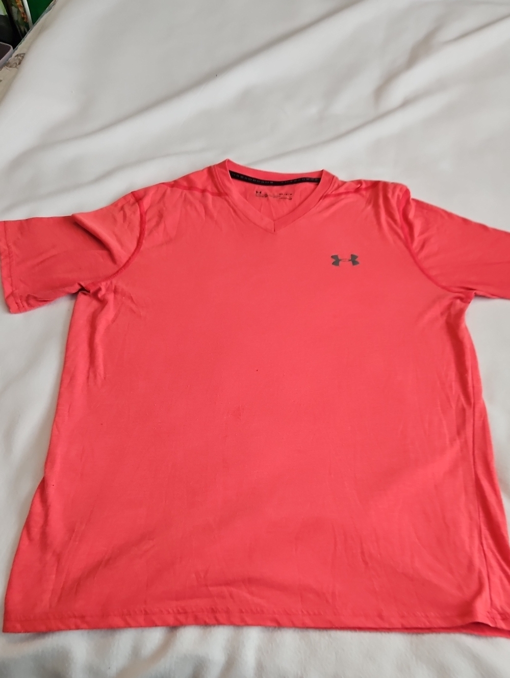 Under Armour Men's Short Sleeve V-Neck Tee in Bright Coral